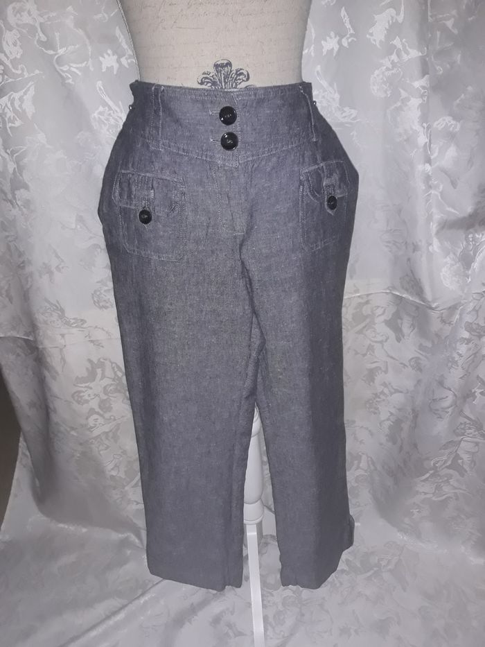 Faby27800 Pantalon femme "Camaïeu" couleur : bleu, gris chiné T 38