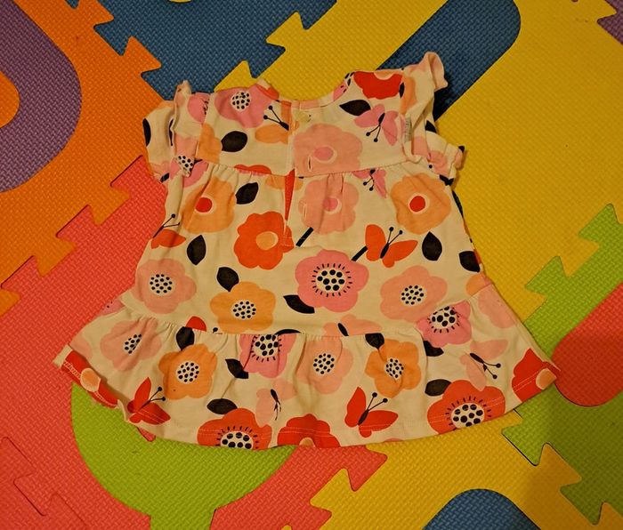 Ensemble robe legging blanc corail fleur, taille 3 mois (62 cm) - photo numéro 3