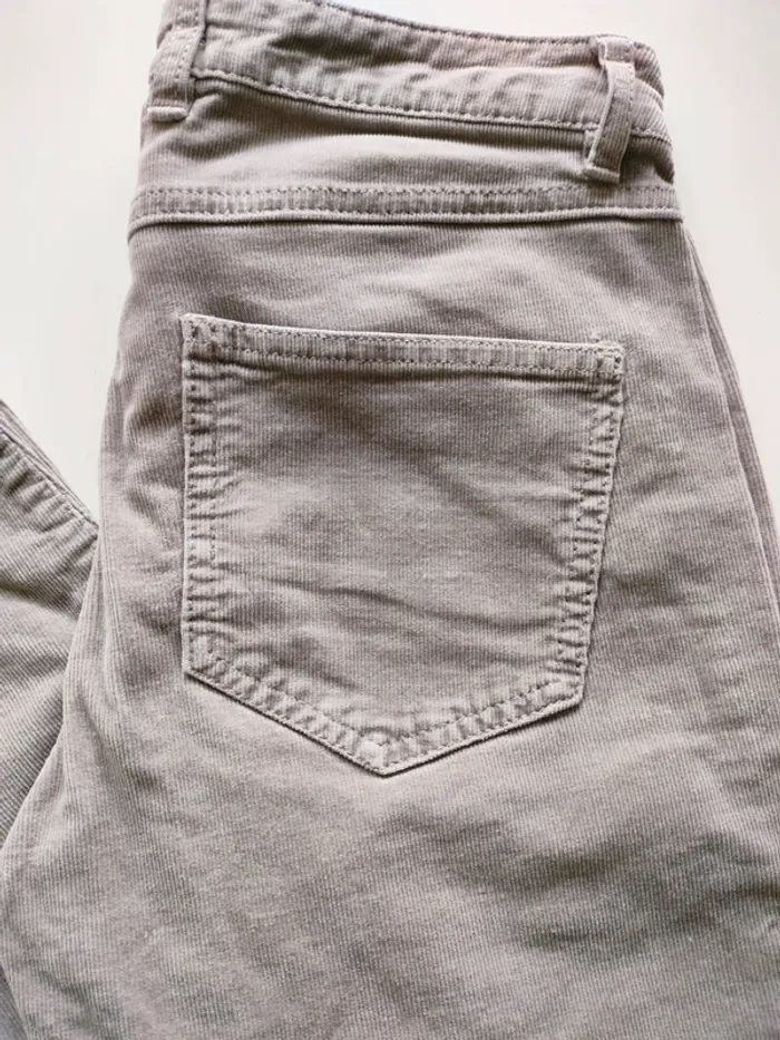 Pantalon velours côtelé beige Mango XS - photo numéro 4