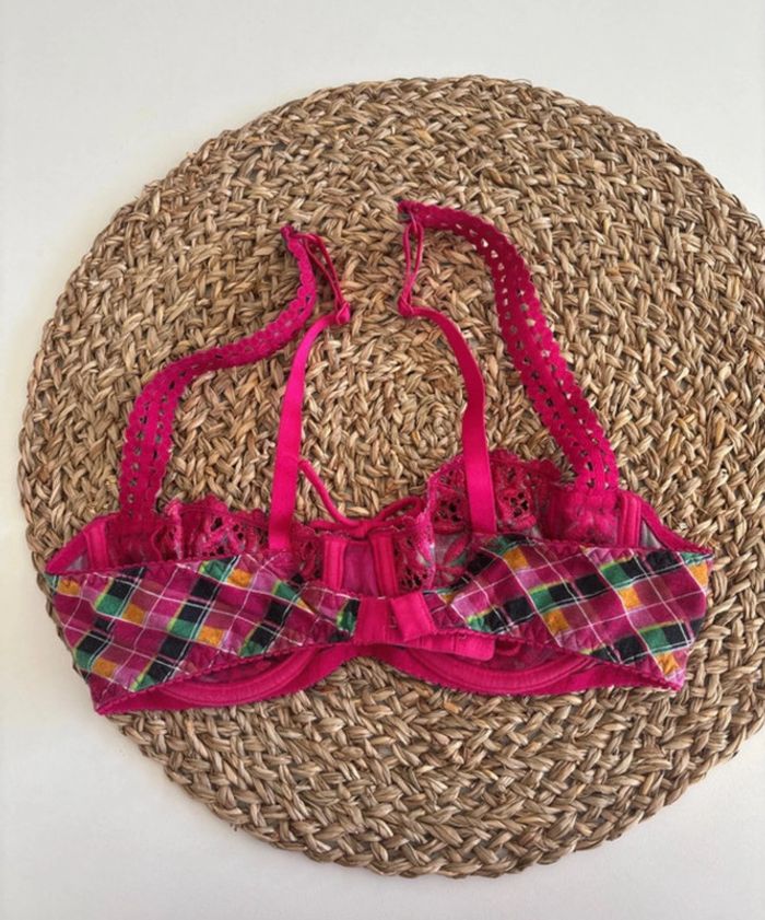 Soutien-gorge Aubade dentelle & motif madras – Taille 85B - photo numéro 3