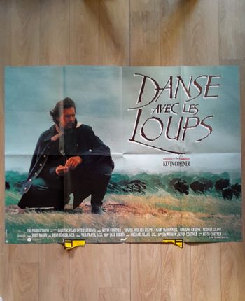 Grande affiche horizontale film cinéma Danse avec les Loups Kevin Costner