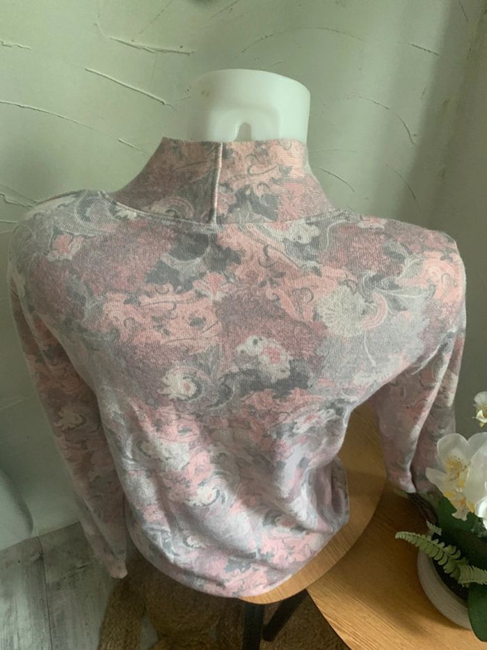 Pull vintage taille 42 manches longues rose gris - photo numéro 6