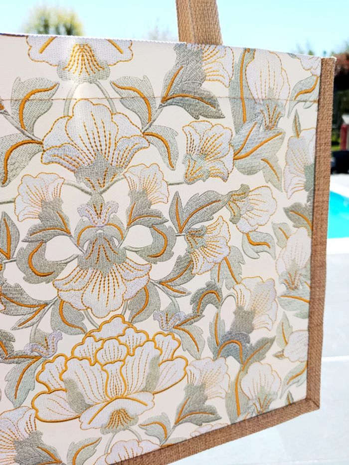 Sac toile de jute fleurie - photo numéro 2