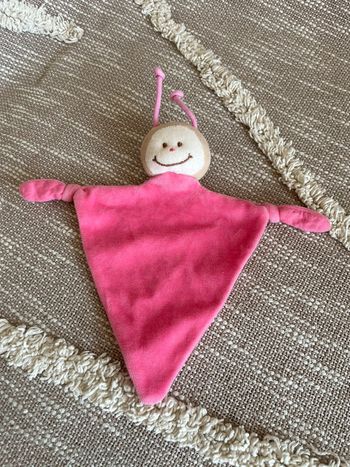 Peluche doudou plat 20cm CMP insecte papillon rose triangle très bon état