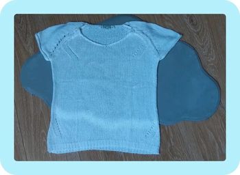 Pull ajouré manches courtes "cache-cache" blanc neuf jamais porté taille 34