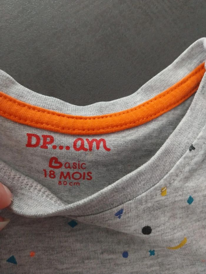 T-shirt bébé 18 mois gris dpam - photo numéro 2
