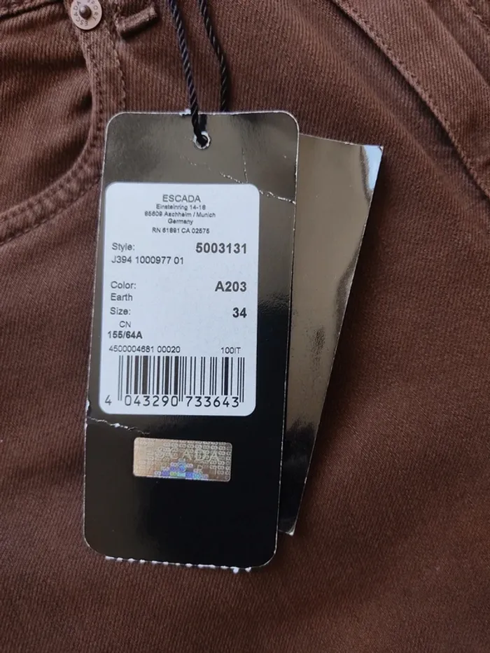 Pantalon bicolore marron slim femme Escada Sport 34 Neuf - photo numéro 4