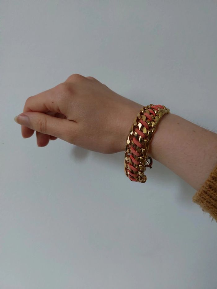 Lot bracelet + boucles d'oreilles orange et doré - photo numéro 7