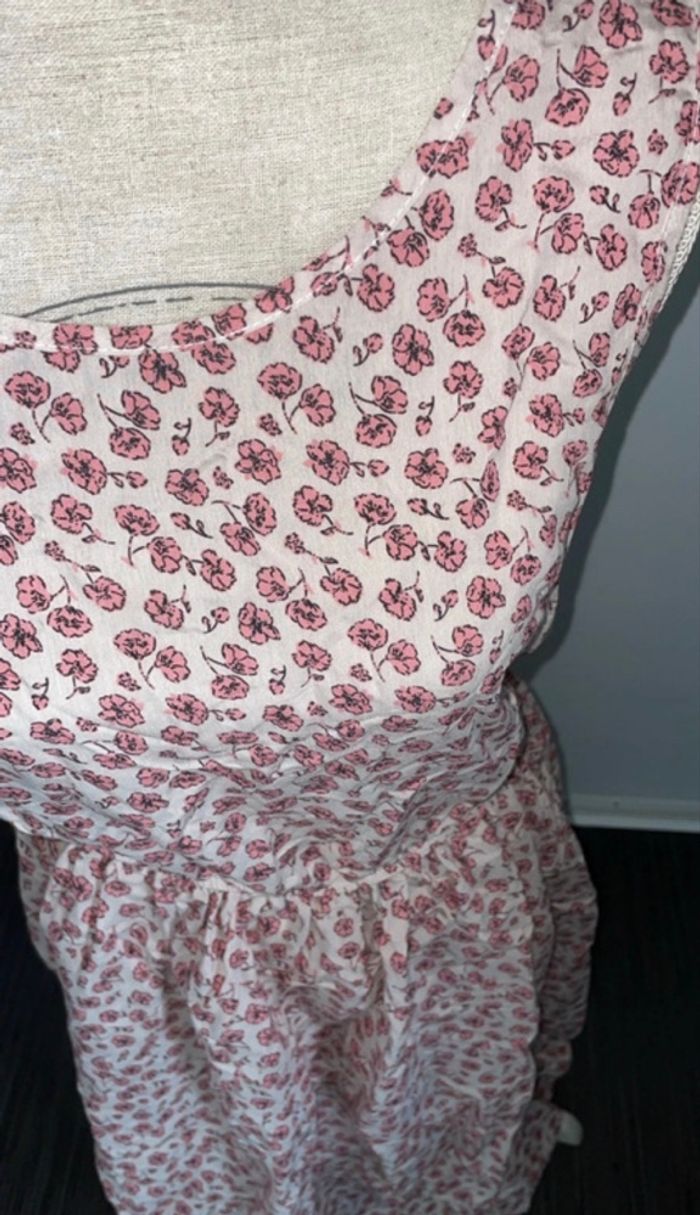 ASSUILI - Robe fleurie en Soie et Coton - Taille 36 - Rose/Beige - Neuve - photo numéro 5