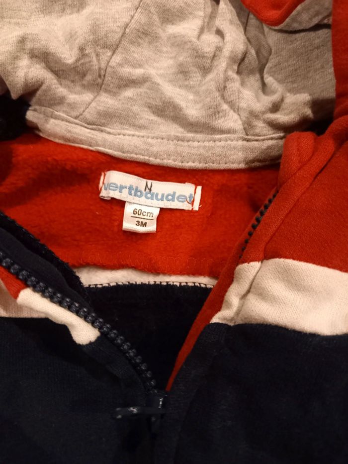Gilet zippé à capuche vertbaudet 3mois - photo numéro 3