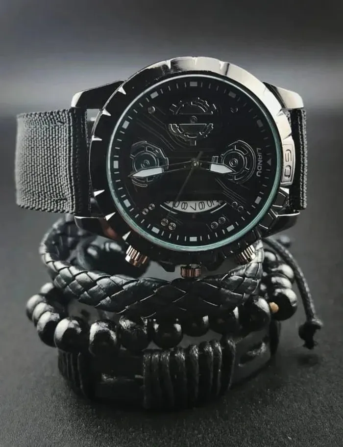 Montre noire, mécanique noire, bracelets - photo numéro 2
