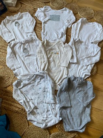 Lot de 8 bodys mixtes bébé manches longues 12 mois
