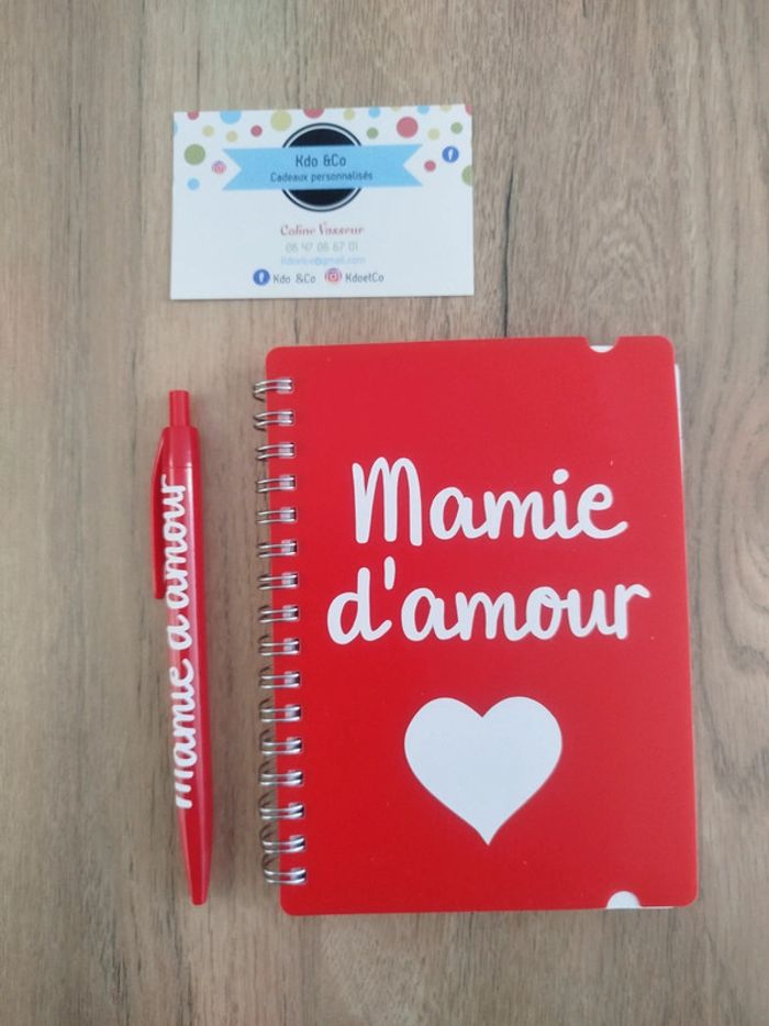 Ensemble carnet et stylo mamie d'amour