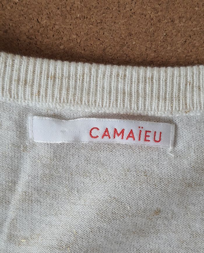 Pull fin beige moucheté "Camaîeu" taille S - photo numéro 6