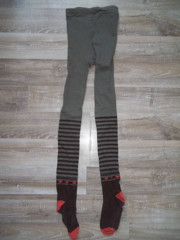 Collant kaki à rayures marron 10 ans