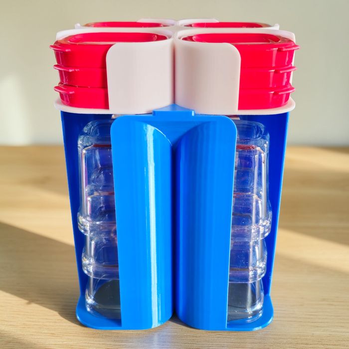 Rangement Bleu et Blanc 12 pots & 12 couvercles Multidélices - photo numéro 1