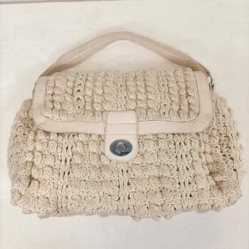 Sac à main beige crocheté crochet - esprit bohème chic S008