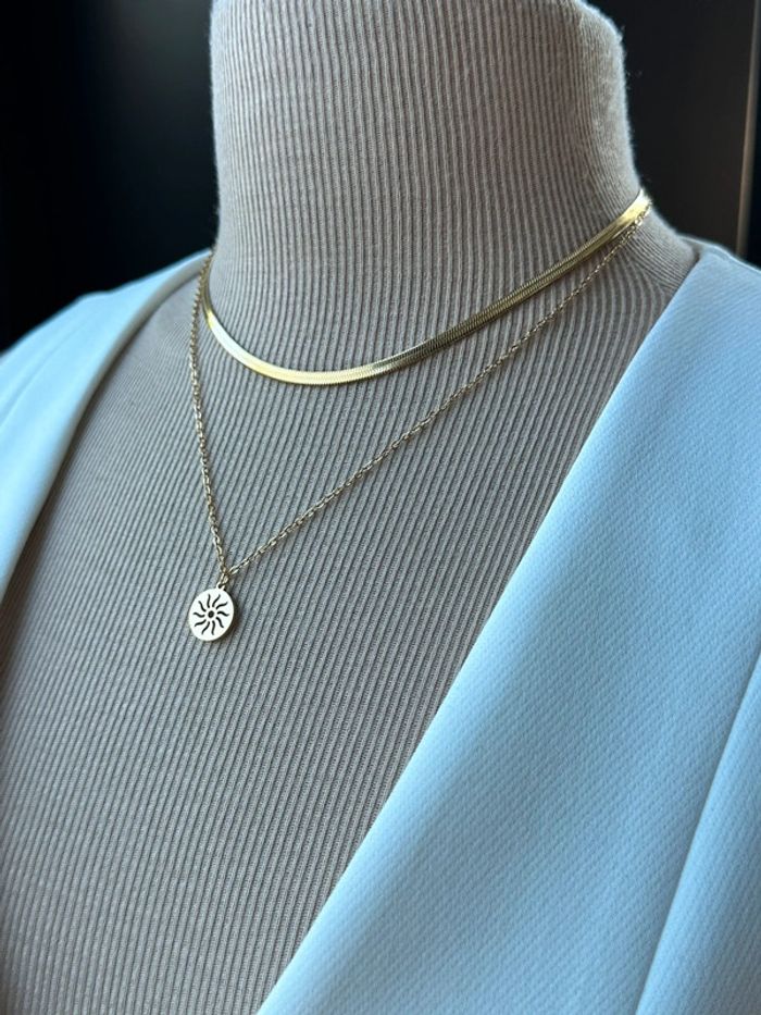Collier multirangs en acier or