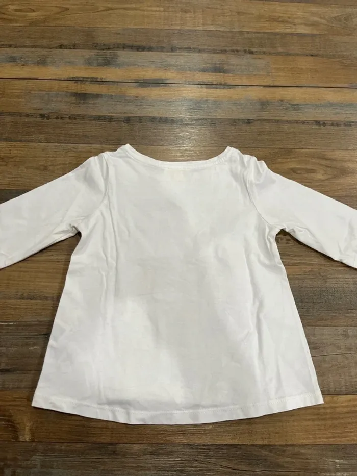 T-shirt manches longues blanc motif chat - photo numéro 4