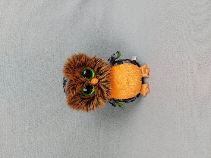 Peluche doudou hibou chouette Midnight Ty orange gris noir yeux verts 17 cm TBE