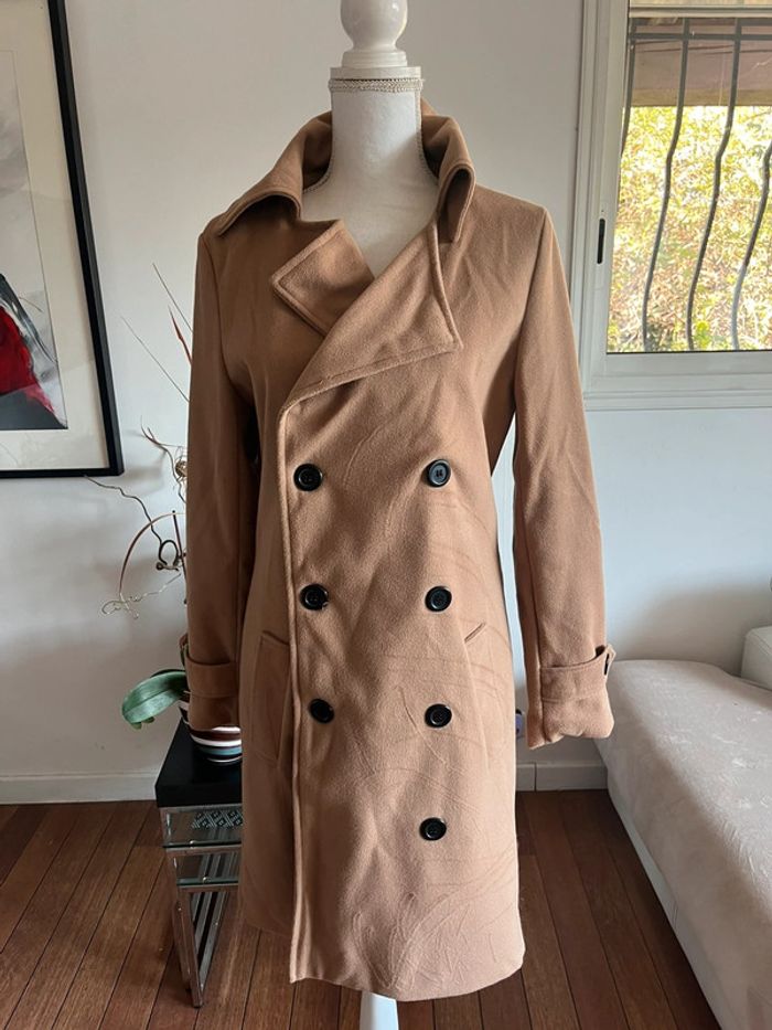 Manteau long et chaud coupe trench taille L parfait état - photo numéro 2