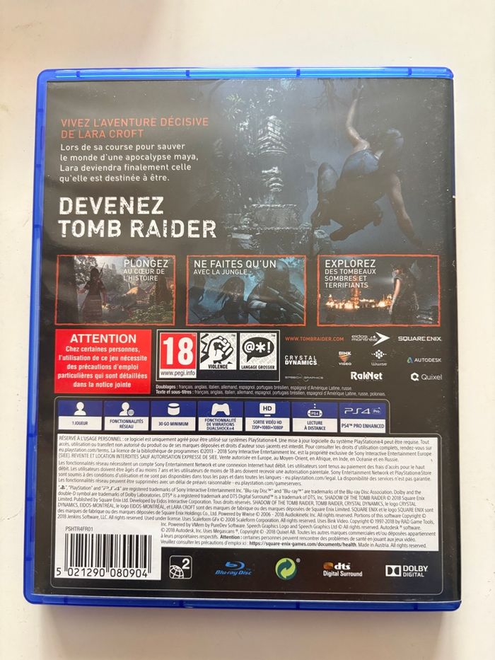 🎮 Jeu PS4 Shadow of the Tomb Raider – PEGI 18 – TBE - photo numéro 2