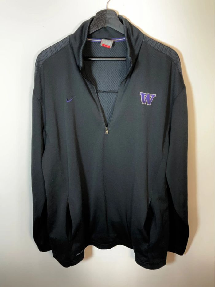 Sweat universitaire années 2000 léger 1/4zip pour homme Nike Washington Huskies noir taille XL 157 - photo numéro 2