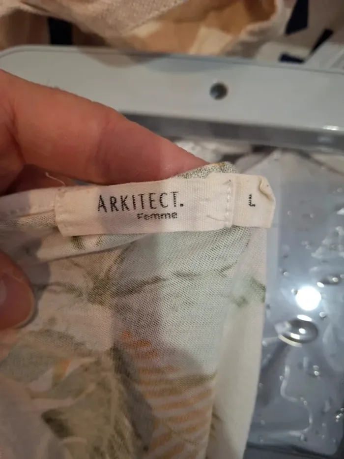 Tee shirt court arkitect taille L 40 blanc à fleurs noeud - photo numéro 5
