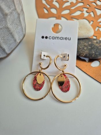 Boucles d’oreilles fantaisies dorées et tropicales