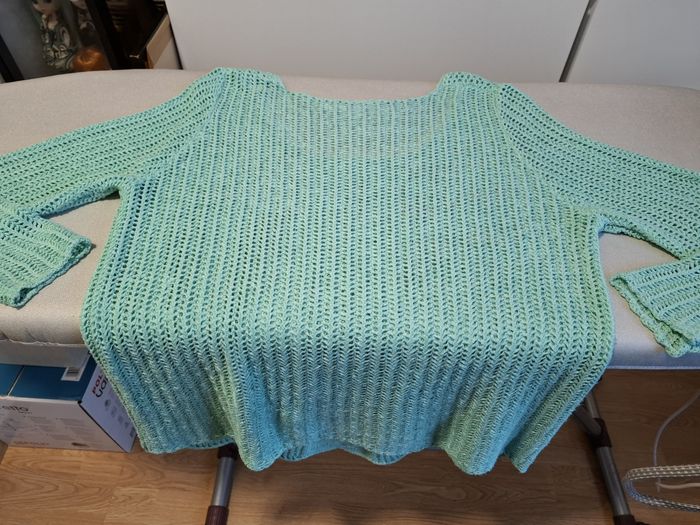Joli pull femme ajouré XL couleur menthe très bon état - photo numéro 5