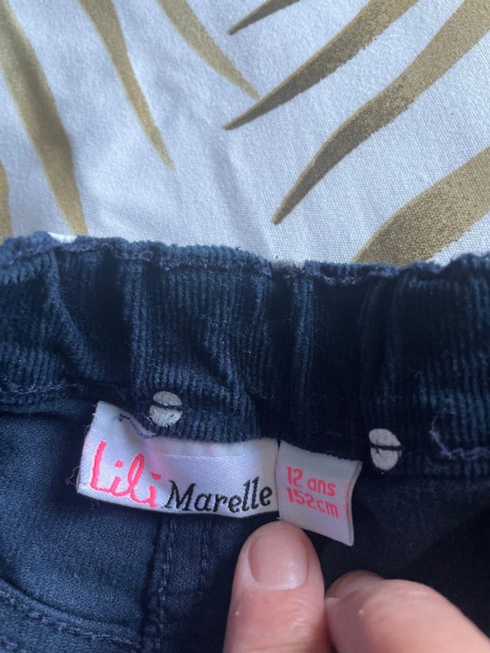 Jupe en velour bleu marine à point blanc taille 12 ans marque lilimarelle - photo numéro 3