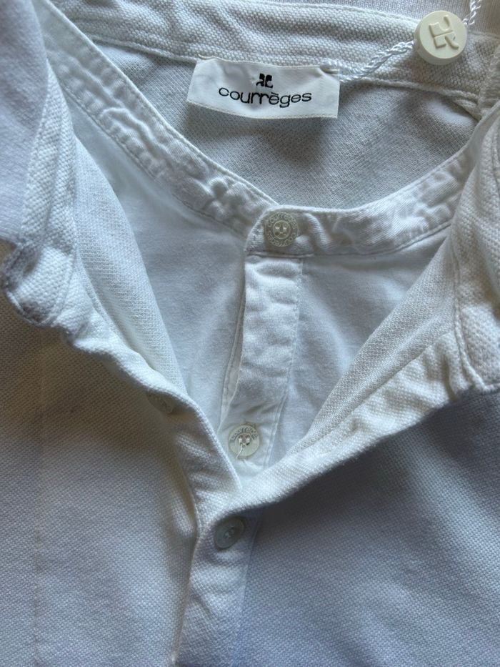 T-shirt polo piqué de coton blanc XXL Courrèges - photo numéro 4