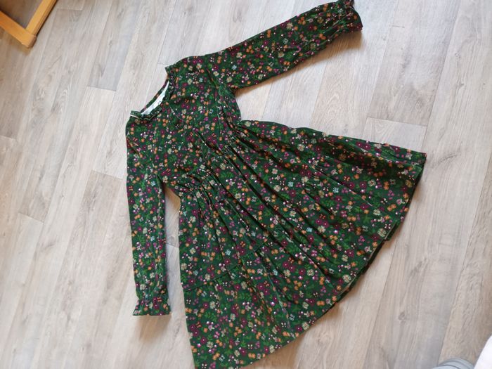 robe 10ans hiver neuf velours decor champignon fleur vert magnifique c& a