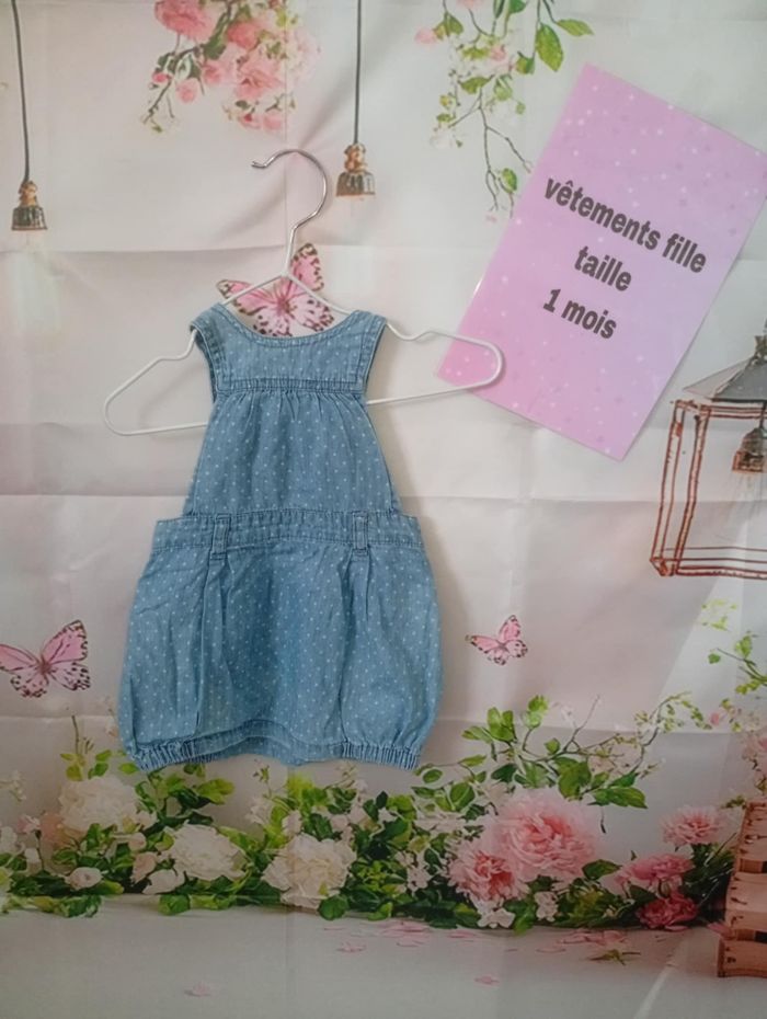 Robe fille 3 pommes bleu ciel talle 1 mois / 56 cm - photo numéro 3