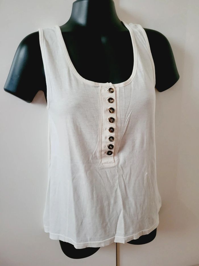 Haut Top tee shirt débardeur blanc Lee Cooper denim en 100% coton taille L 40