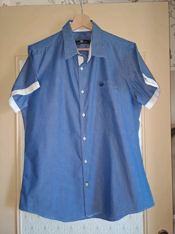 Chemise homme bleue Celio 41 à rayures super état - photo numéro 2