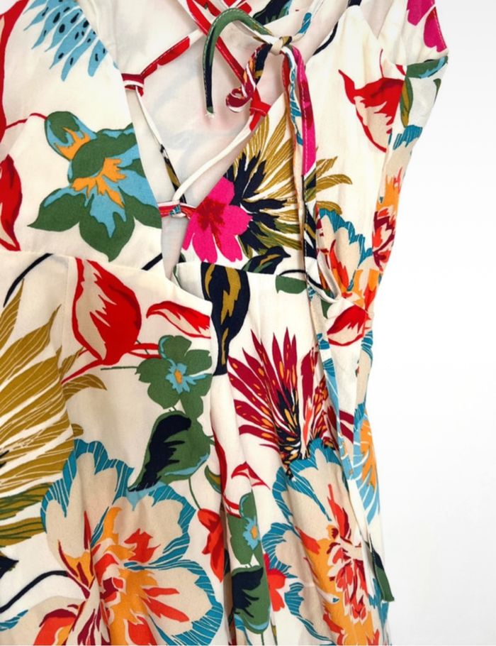 Robe d’été fleurs et oiseaux Etam XS doublée et nouée dans le dos - photo numéro 6