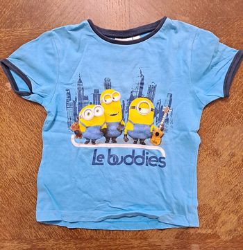 T-shirt manches courtes minions bleu, despicable me, taille 5 ans (110 cm)