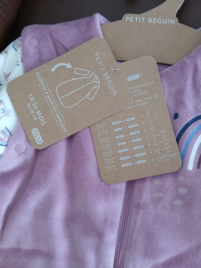 turbulette gigoteuse fille en velours petit beguin 18/36 mois 86/98 cm - photo numéro 2