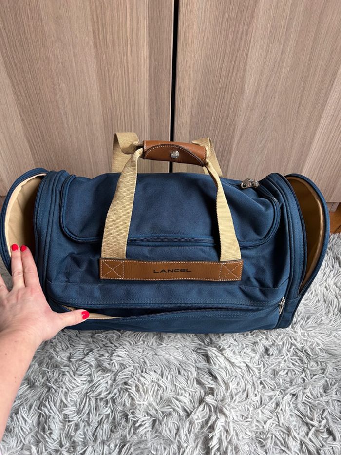 NEUF magnifique sac LANCEL toile et cuir, bleu marine - photo numéro 9