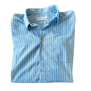 Chemise homme rayée bleu/blanc (tâchée) | Pierre Cardin | M