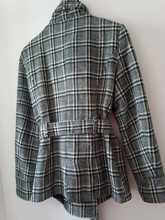 Veste/manteau à carreaux - pied de poule - blanc et noir - taille 42 - photo numéro 4