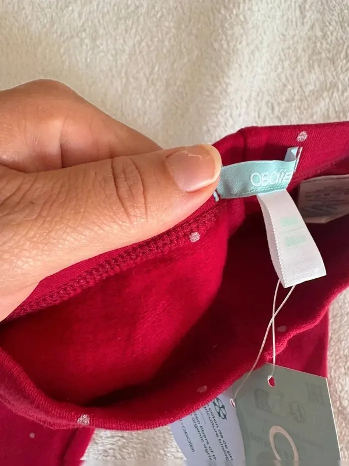 Legging bébé fille bordeaux à pois argentés – Obaïbi 6 mois - photo numéro 4