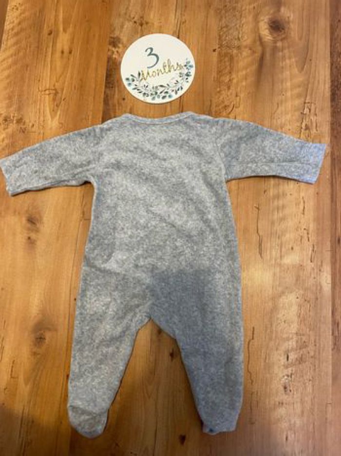 Pyjama velour Gris taille 3 mois - photo numéro 3