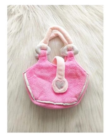 Sac à main pour petite fille en velours peluche rose