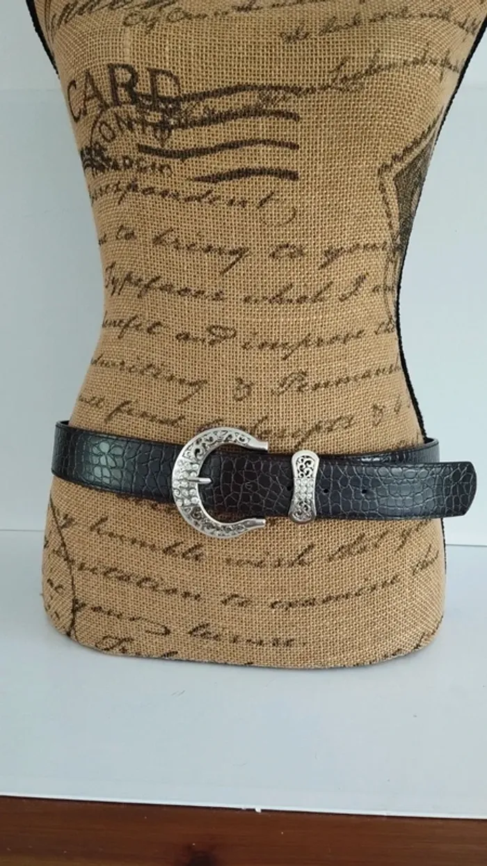 Ceinture marron style écaille 90 cm femme