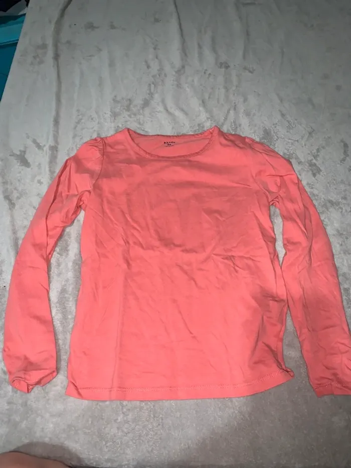 T-shirt manches longues fille rose, basique tendance