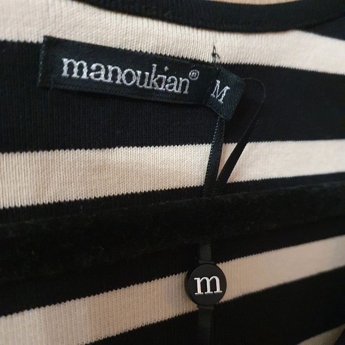 Magnifique haut femme marinier beige et bleu marine taille M Manoukian - photo numéro 3