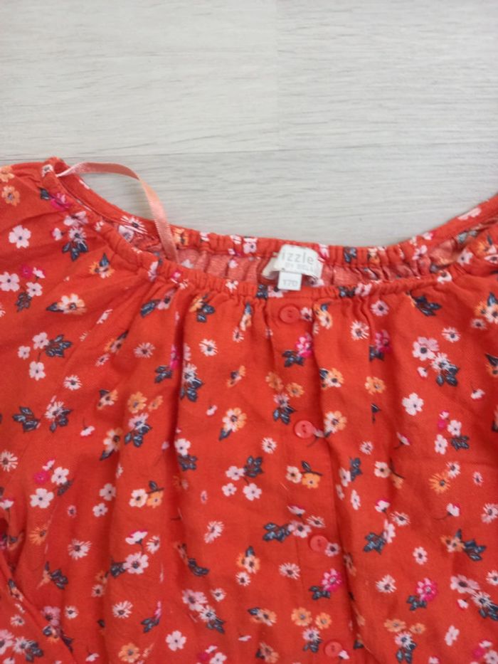 Blouse à fleurs orange Bel&Bo taille 170 - photo numéro 3