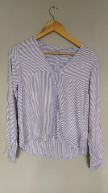 Chemise femme manches longues avec rayures bleues et blanches